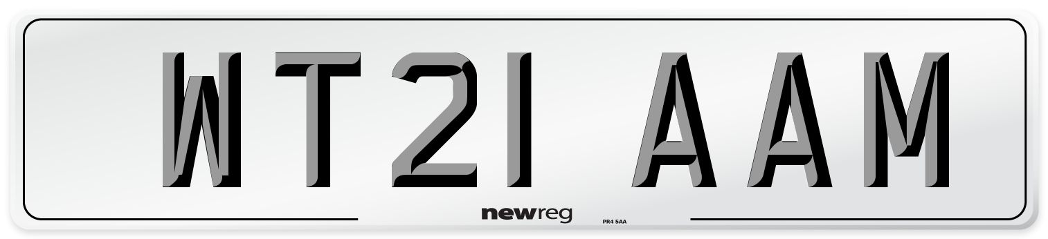 WT21 AAM Number Plate from New Reg